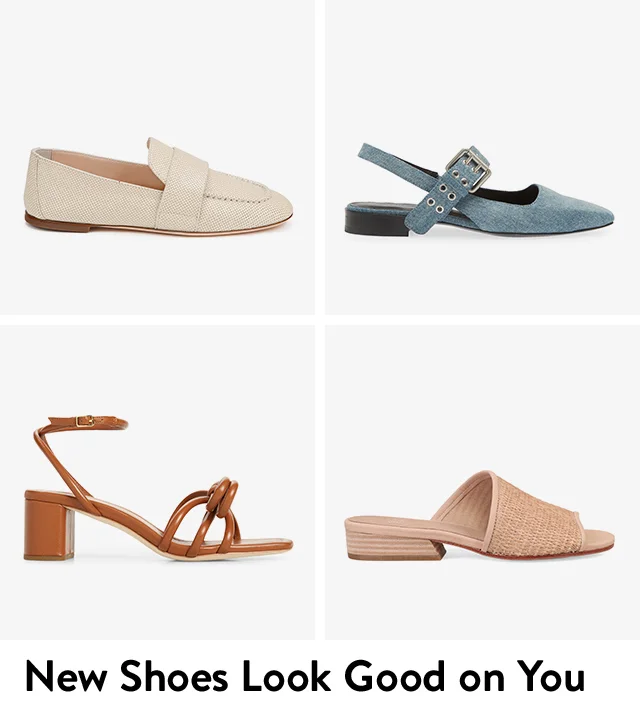 Loafers, slingback flats, block-heel sandals and low-heeled sandals.