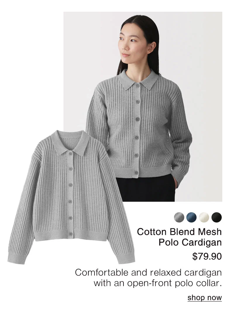 Shop Cotton Blend Mesh Polo Cardigan