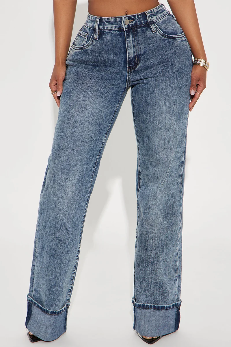 Image of On My Radar Cuffed Wide Leg Jeans - Medium Wash