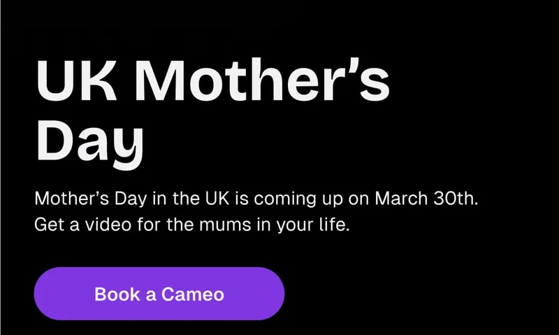 UK Mother's Day - Book a Cameo