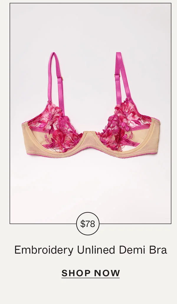 Embroidery Unlined Demi Bra