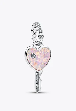 Opalescent Heart Key Dangle Charm
