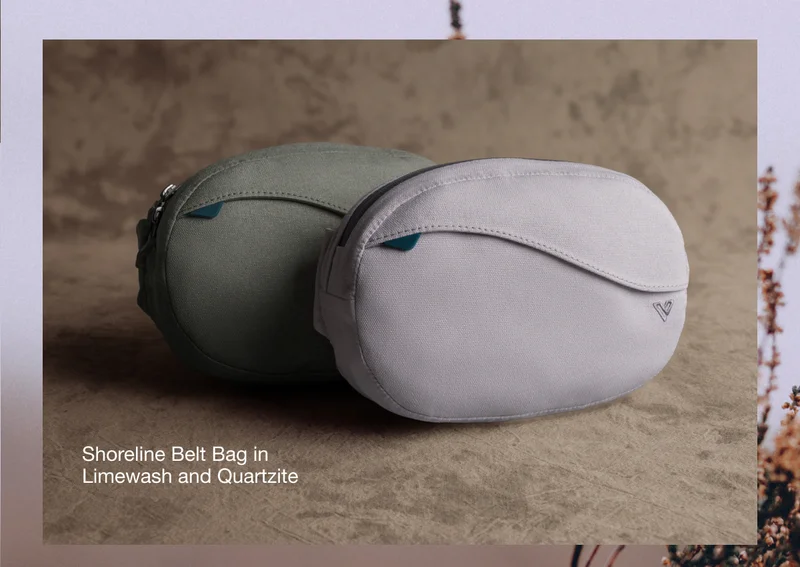 Hero graphic of Shoreline Belt Bag in Limewash and Quartzite.