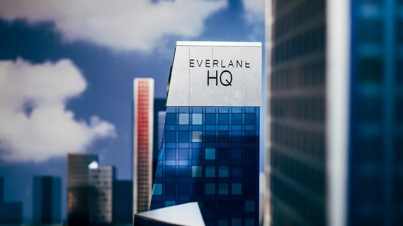 A cityscape diorama at an Everlane event in New York City in October 2025.