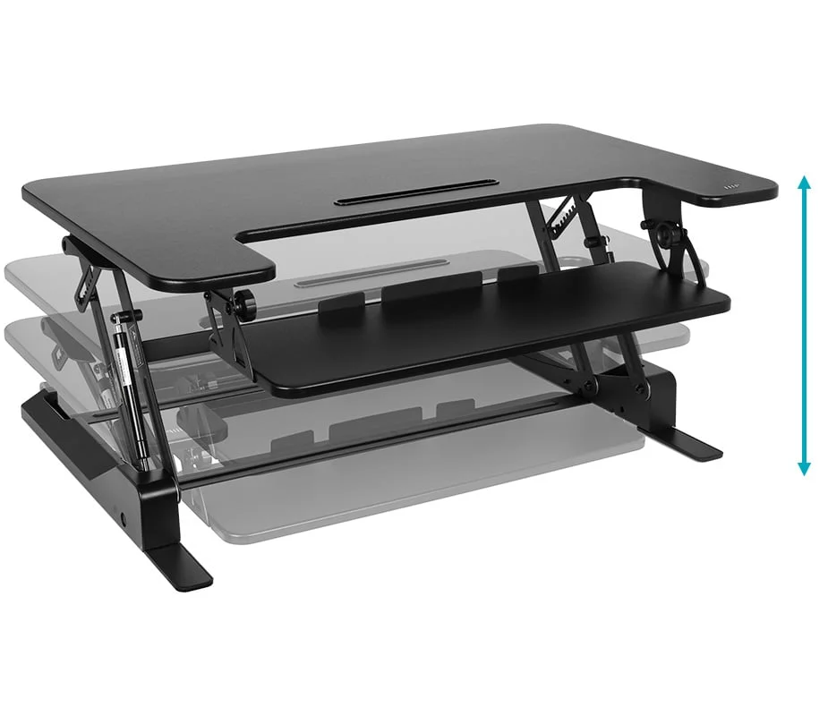 Sit-Stand Desk Converter 36-Inch Work Surface | Gas-Spring Handles | Keyboard Tray Free Standard US Shipping Shop Now