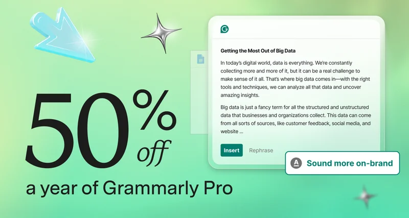 50% off a year of Grammarly Pro