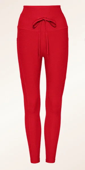 Spacedye Go Pocket Midi Legging in Candy Apple Red