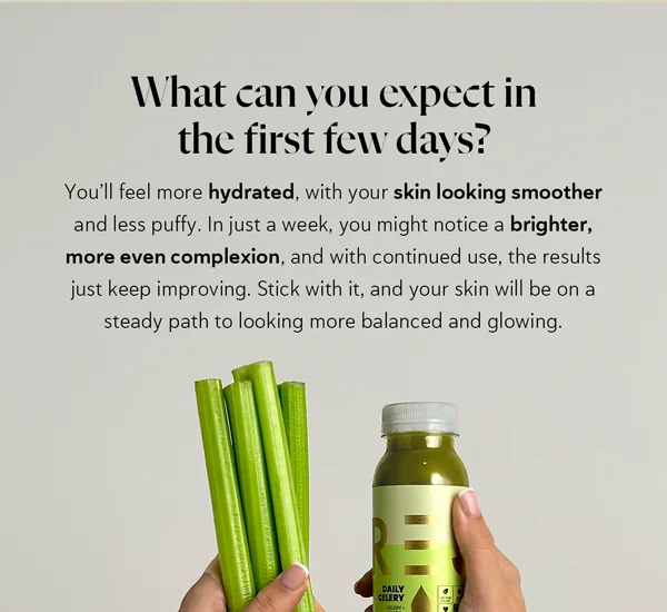 What Can You Expect in the First Few Days? You’ll feel more hydrated, with your skin looking smoother and less puffy. In just a week, you might notice a brighter, more even complexion, and with continued use, the results just keep improving. Stick with it, and your skin will be on a steady path to looking more balanced and glowing.