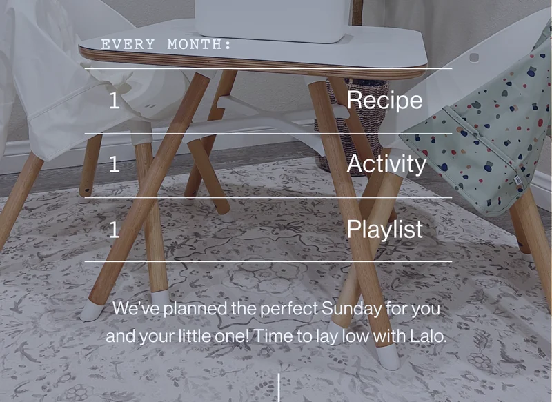 every month: 1 Recipe, 1 Activity, 1 Playlist.