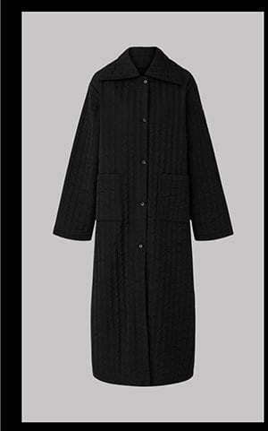 Quilted Long Coat - Black