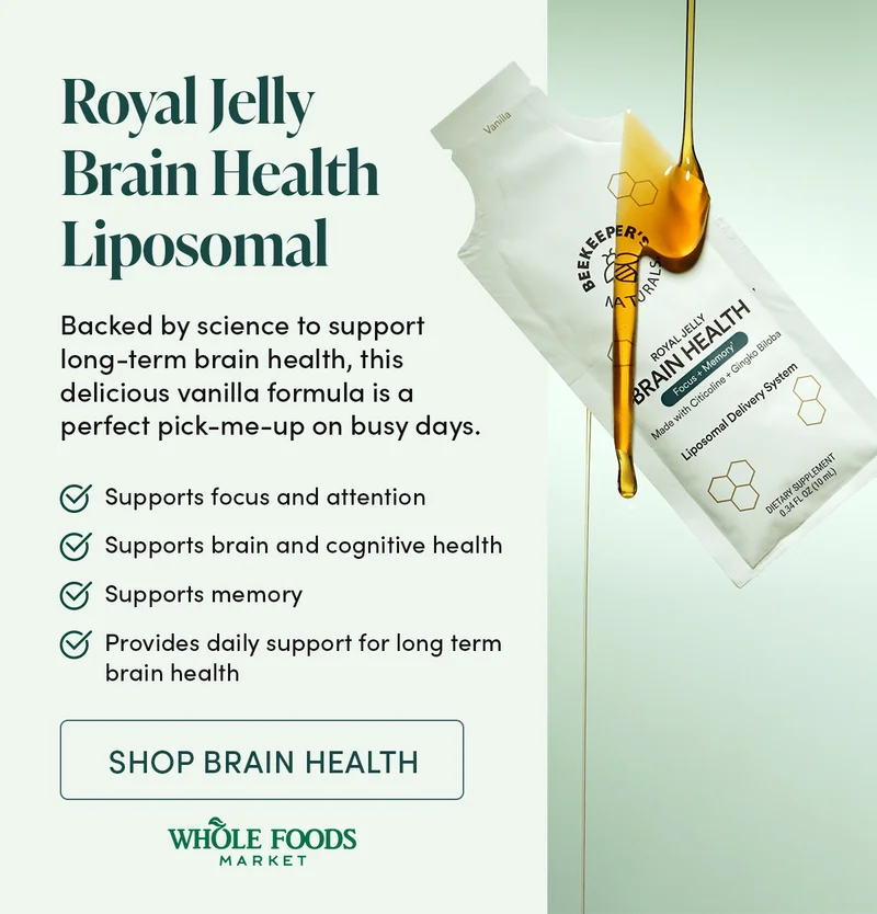 Royal Jelly Brain Health Liposomal Backed by science to support long-term brain health, this delicious vanilla formula is a perfect pick-me-up on busy days.     Supports focus and attention Supports brain and cognitive health Supports memory Provides daily support for long term brain health