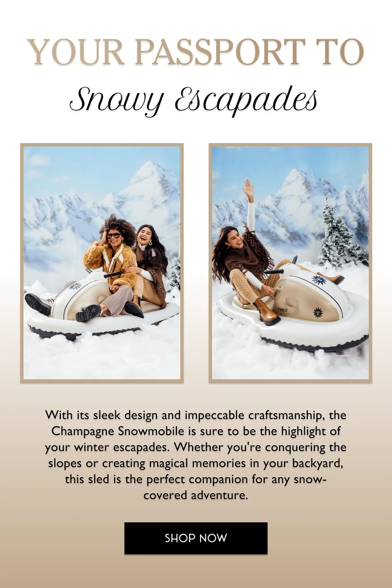 Your passport to snowy escapades - With its sleek design and impeccable craftsmanship, the Champagne Snowmobile is sure to be the highlight of your winter escapades. Whether you're conquering the slopes or creating magical memories in your backyard, this sled is the perfect companion for any snow-covered adventure. - SHOP NOW