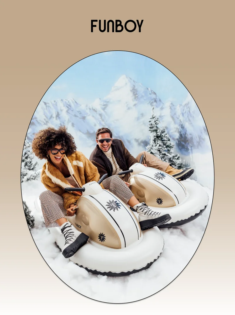 FUNBOY logo - Image of 2 Champagne Snowmobiles