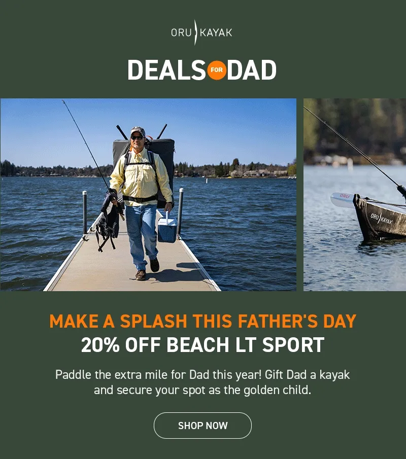 DEALS FOR DAD! 20% Off Beach Sport + Free Paddle with Purchase DEALS FOR DAD! 20% Off Beach Sport + Free Paddle with Purchase