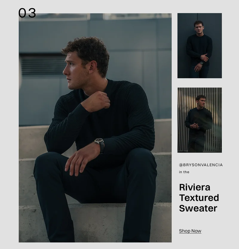 Riviera Knit Textured Sweater| Black Signature-Fit