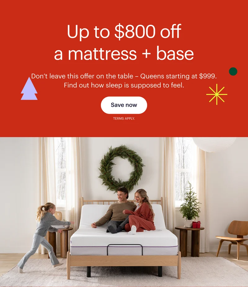 Up to $800 off a mattress + base