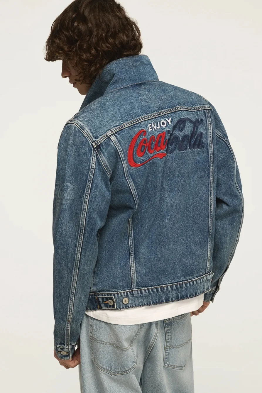 Image of Lucky Brand Coca Cola Denim Trucker Jacket - Men's Clothing Outerwear Jackets Coats in Feel The Pop