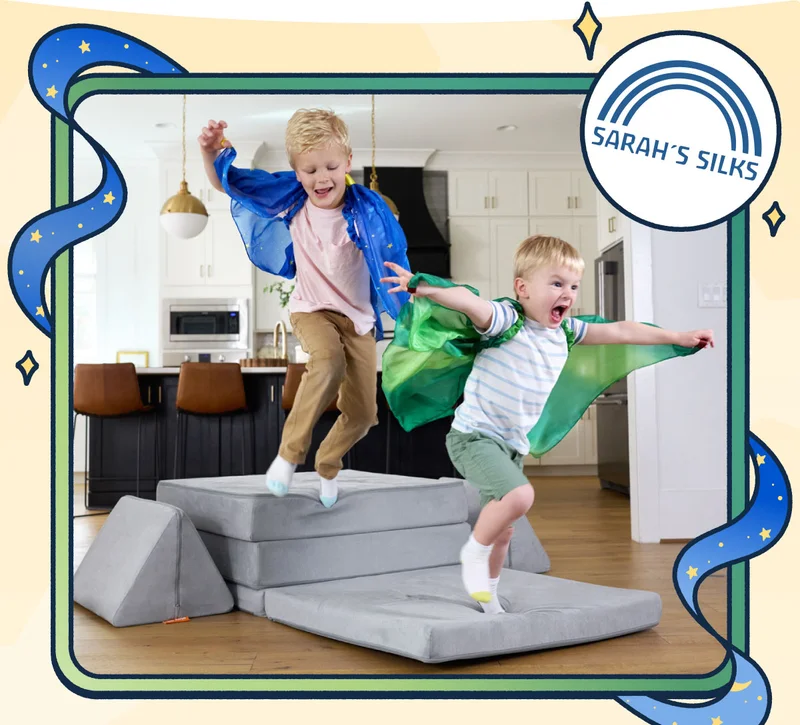 Image of children playing with the Nugget® & Sarah's Silks