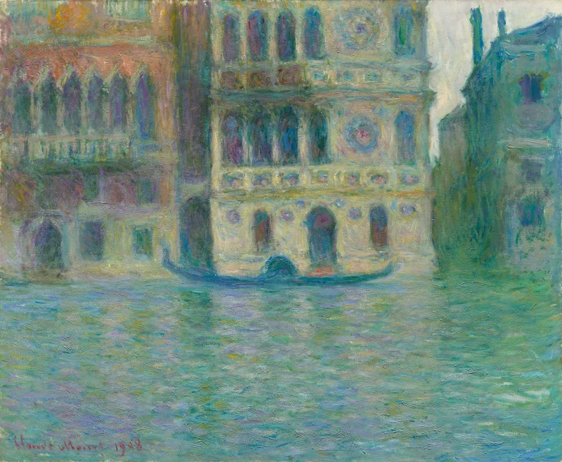 Impressionist painting depicting a Venetian building over water