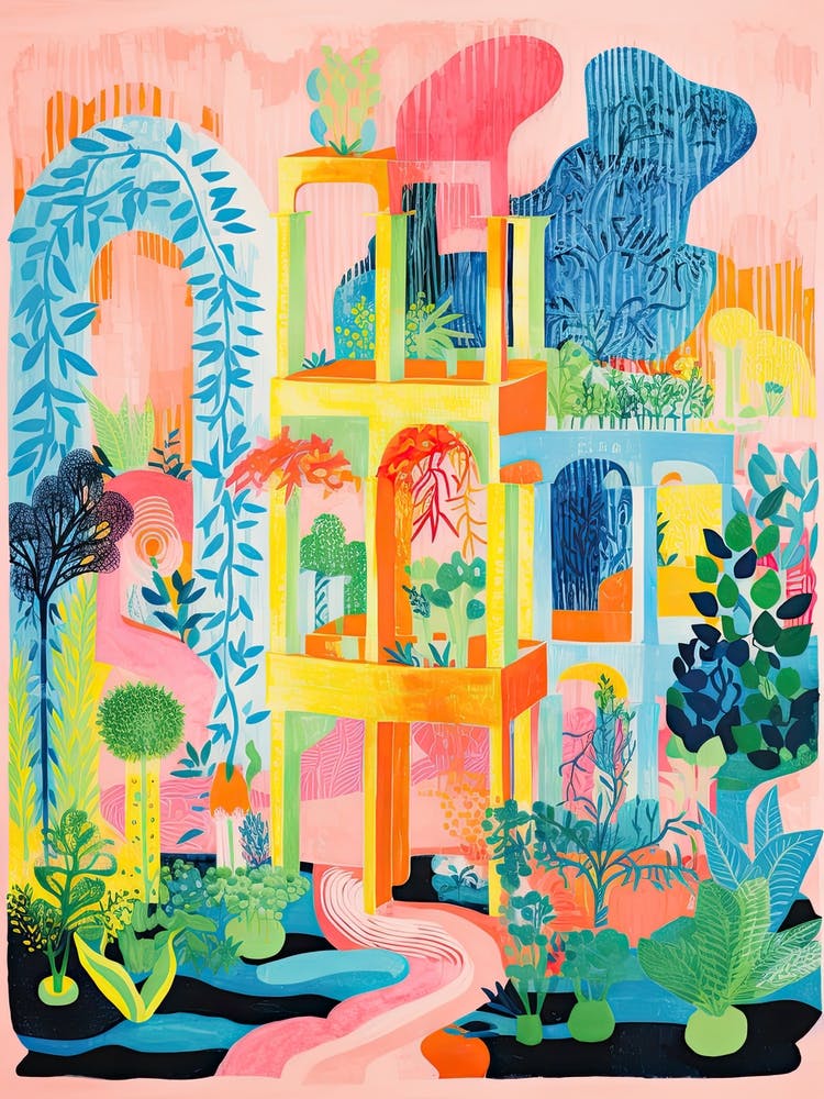 Image of Hanging Gardens Of Babylon Abstract Riso Style 1