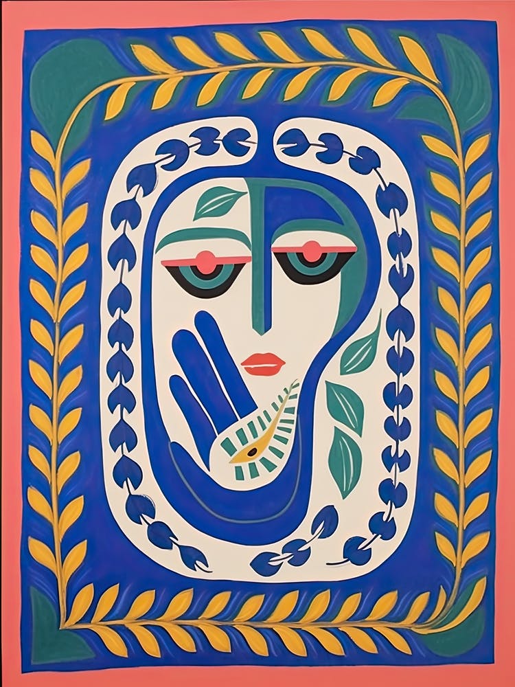Image of Folk Abstract Face Illustration 4