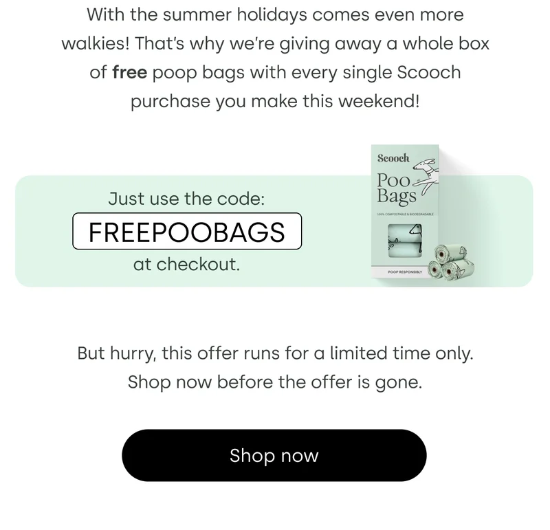 use code FREEPOOBAGS at checkout - Shop now before the offer is gone