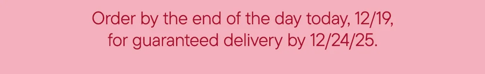 Order by the end of the day today, 12/19, for guaranteed delivery by 12/24/25.