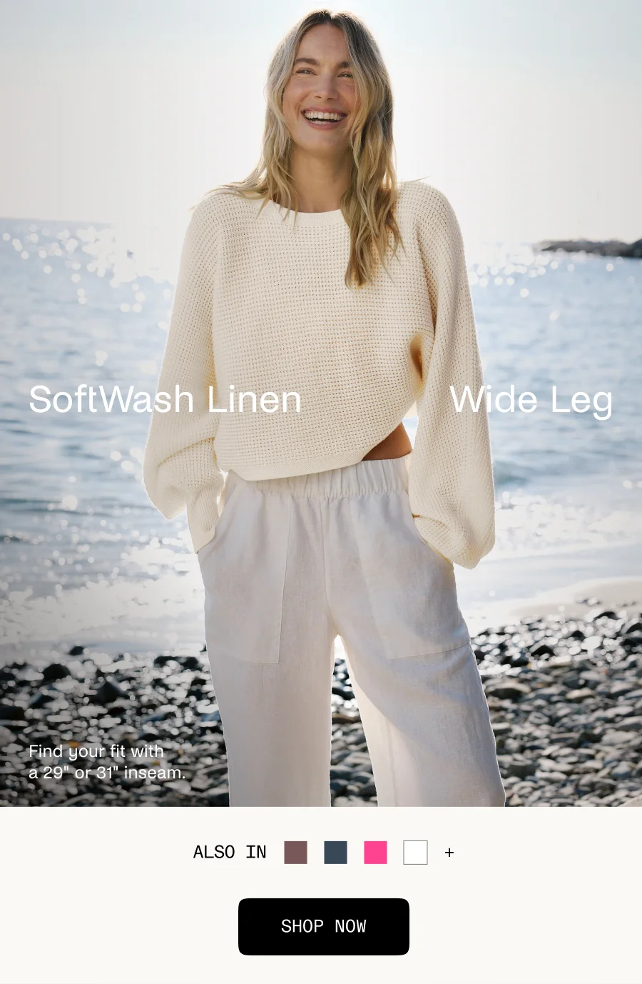 SoftWash Linen Easy Wide Leg Pant 31"