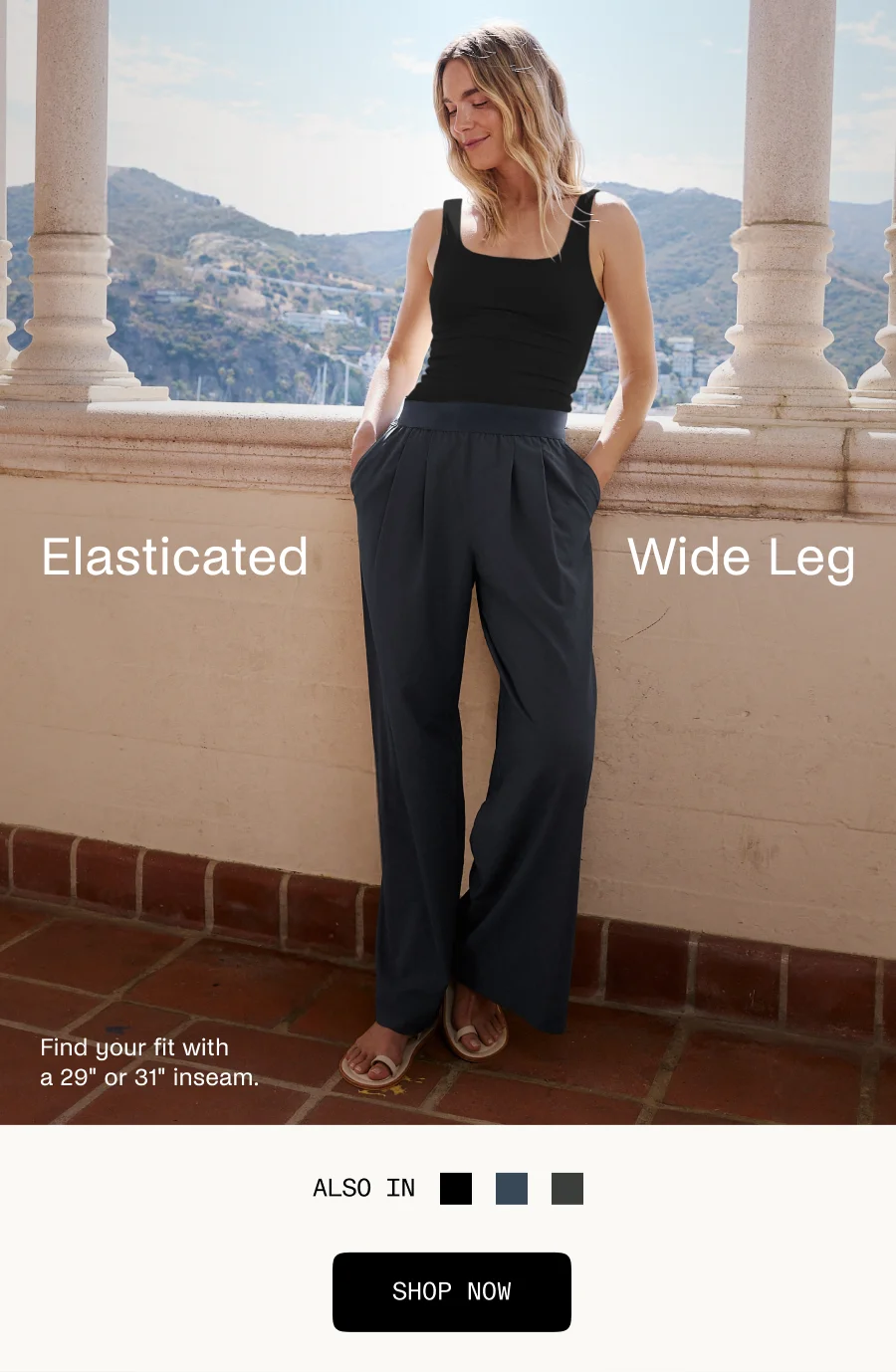 Elasticated Wide Leg Pant 31"