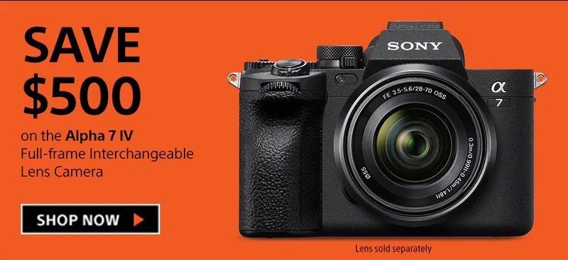 Save $500 on the Alpha 7 IV Full-frame interchangeable lens camera | Shop now