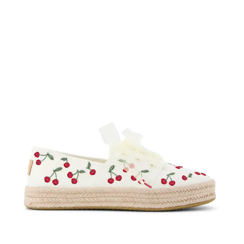 Image of Womens Carolina Lace-Up Espadrille Cherry Embroidery
