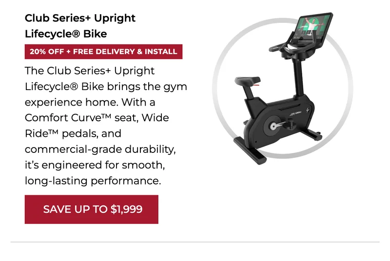 20% OFF | Club Series+ Upright Lifecycle® Bike | Black Friday Deals