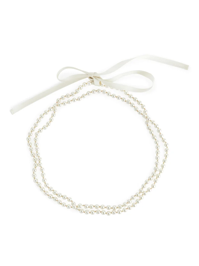 Pearl Satin Ribbon Necklace