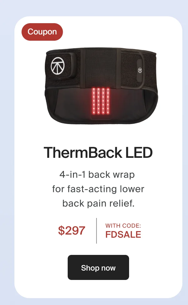 Coupon | ThermBack LED | 4-in-1 back wrap  for fast-acting lower back pain relief. | $297 | WITH CODE: discount code | Shop now
