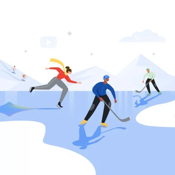 illustration of characters playing ice hocking