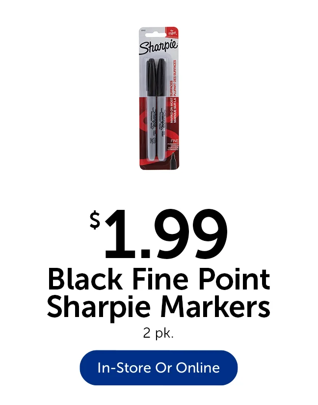 $1.99 Black Fine Point Sharpie Markers - 2 pk.