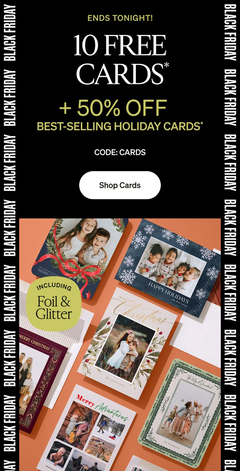 10 Free Cards + 50% Off Best-Selling Holiday Cards