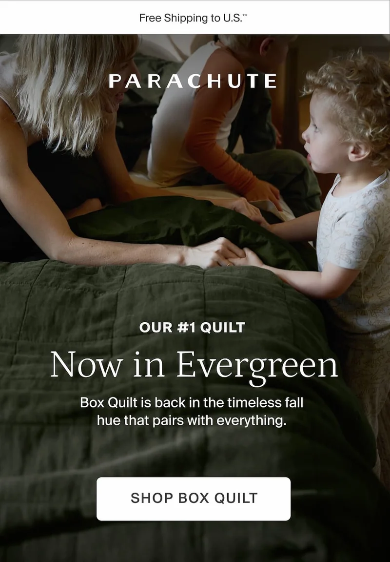 Our #1 quilt. Now in evergreen. Shop box quilt.