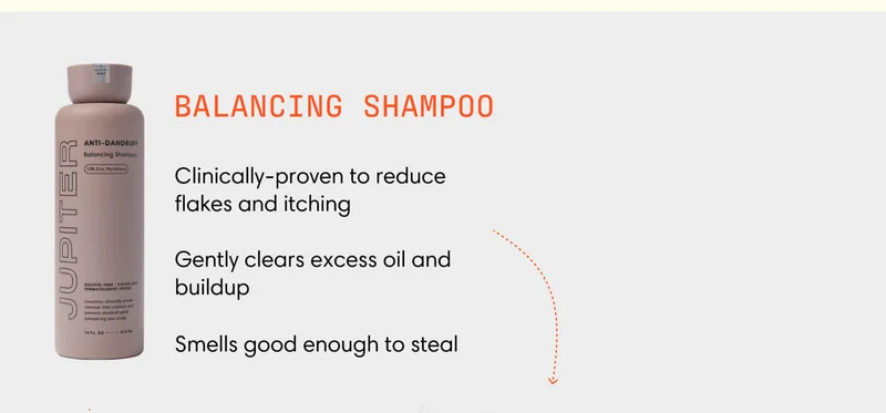 BALANCING SHAMPOO // Clinically-proven to reduce flakes and itching // Gently clears excess oil and buildup // Smells good enough to steal