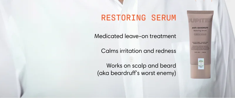 RESTORING SERUM // Medicated leave-on treatment // Calms irritation and redness // Works on scalp and beard (aka beardruff’s worst enemy)