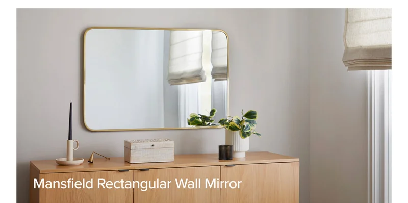 Mansfield Brass Rectangular Wall Mirror.