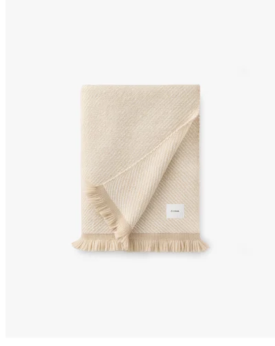 Two-Tone Alpaca Blanket Beige