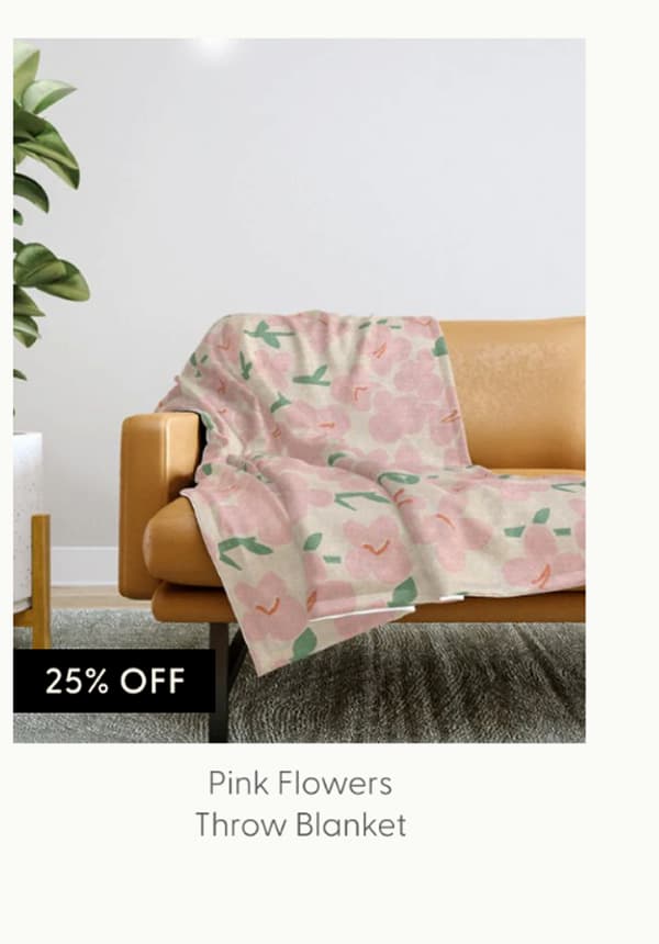 Pink Flowers Throw Blanket