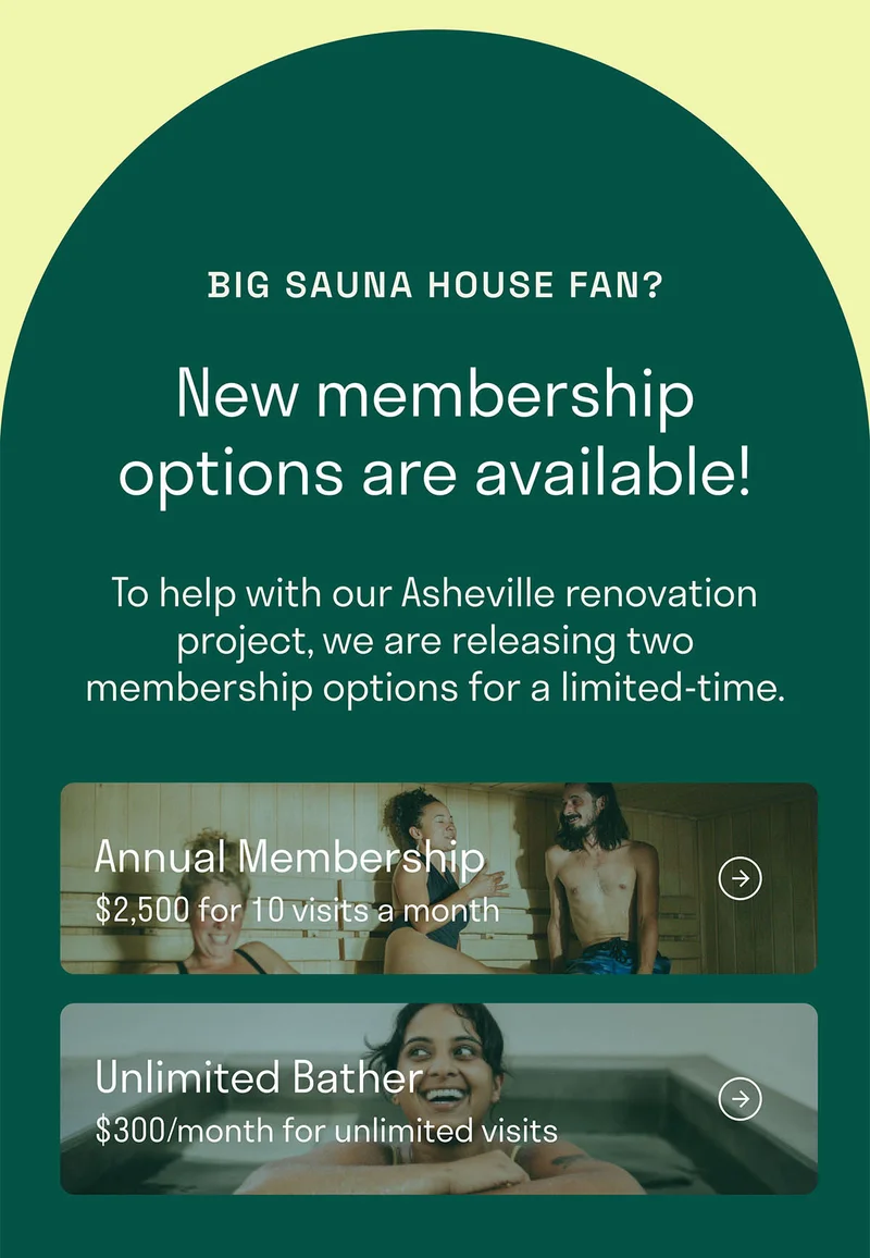New membership options are available!  To help with our Asheville renovation project, we are releasing two membership options for a limited-time.