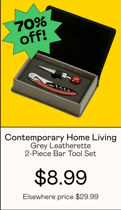 Grey Leatherette 2-Piece Bar Tool Set
