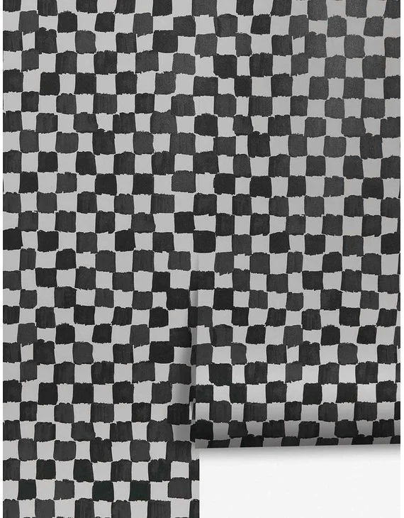 Checkerboard Wallpaper by Sarah Sherman Samuel-Ivory + Black