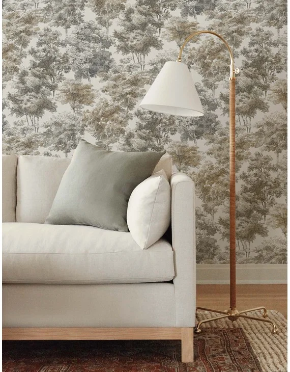Old World Trees Peel + Stick Wallpaper-Gray