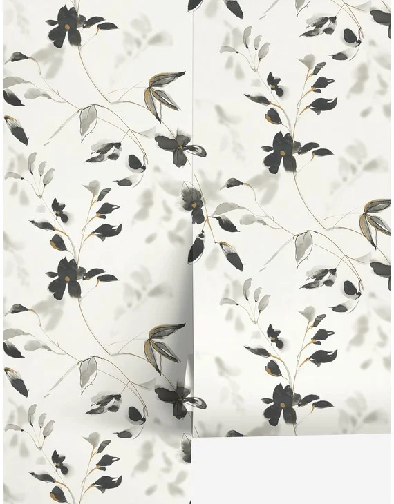 Linden Flower Premium Peel + Stick Wallpaper - Gray