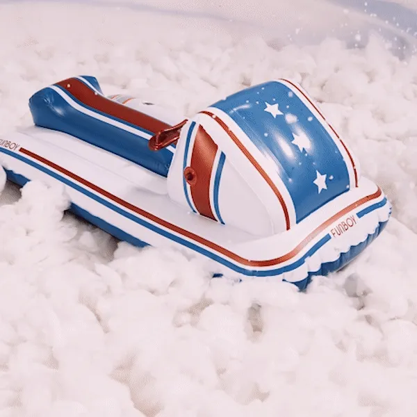 Blue Star Racer Skimobile Snow Sled in the Snow (GIF)