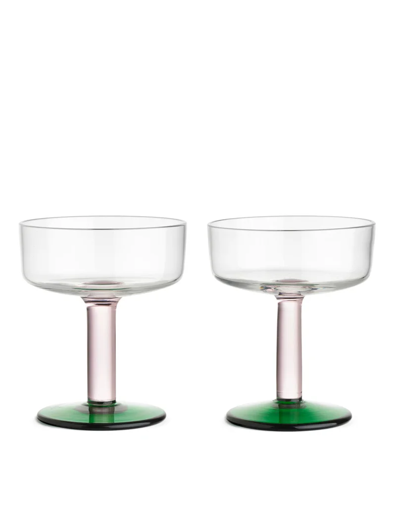 Coupe Glasses Set of 2 Pink/Green